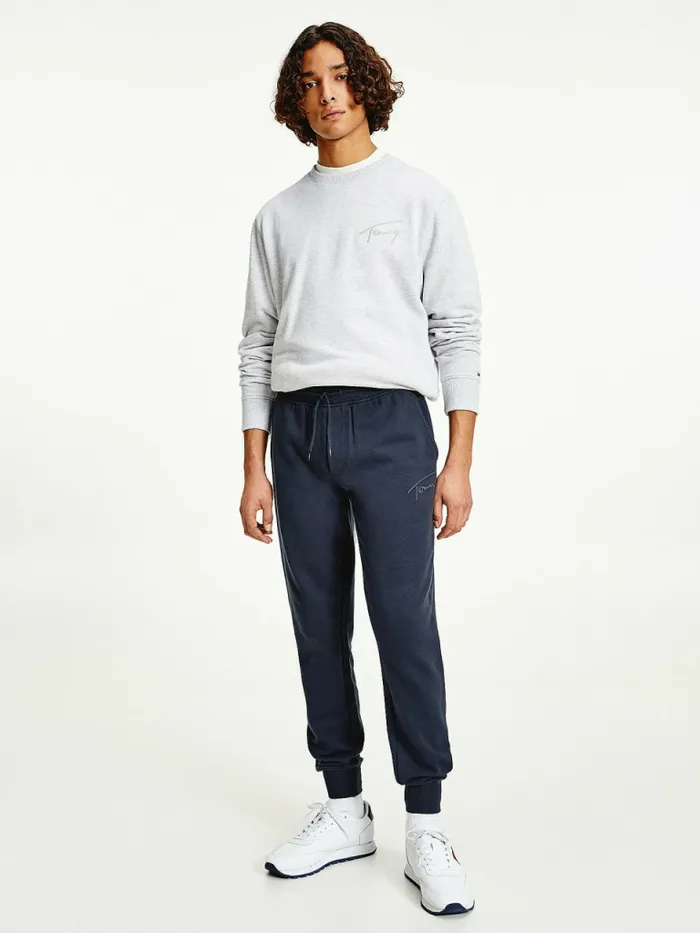 Tommy Hilfiger Slim Fleece Signature Joggers Twilight Navy Mens Trousers