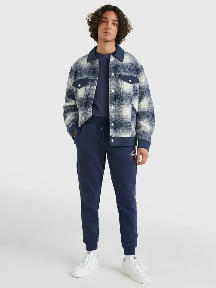 Tommy Hilfiger Slim Fleece Signature Joggers Twilight Navy Mens Trousers