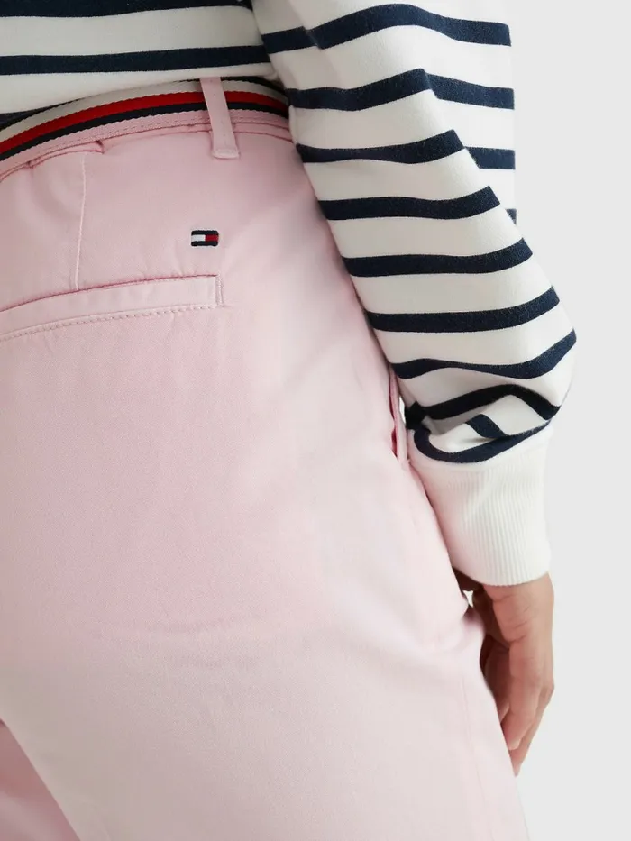 Tommy Hilfiger Slim Signature Belt Chinos Pastel Pink Womens Trousers