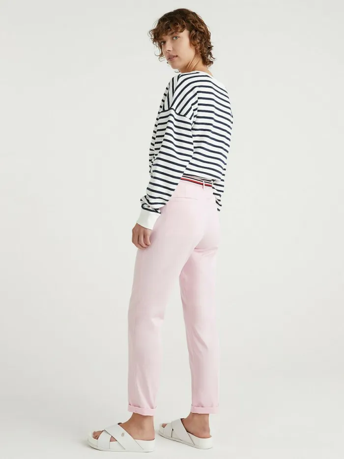 Tommy Hilfiger Slim Signature Belt Chinos Pastel Pink Womens Trousers