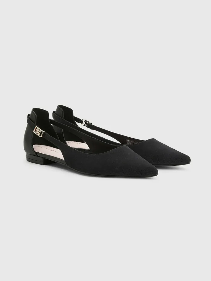 Tommy Hilfiger Slingback Pointed Ballerinas Black Womens Flat Shoes Casaul