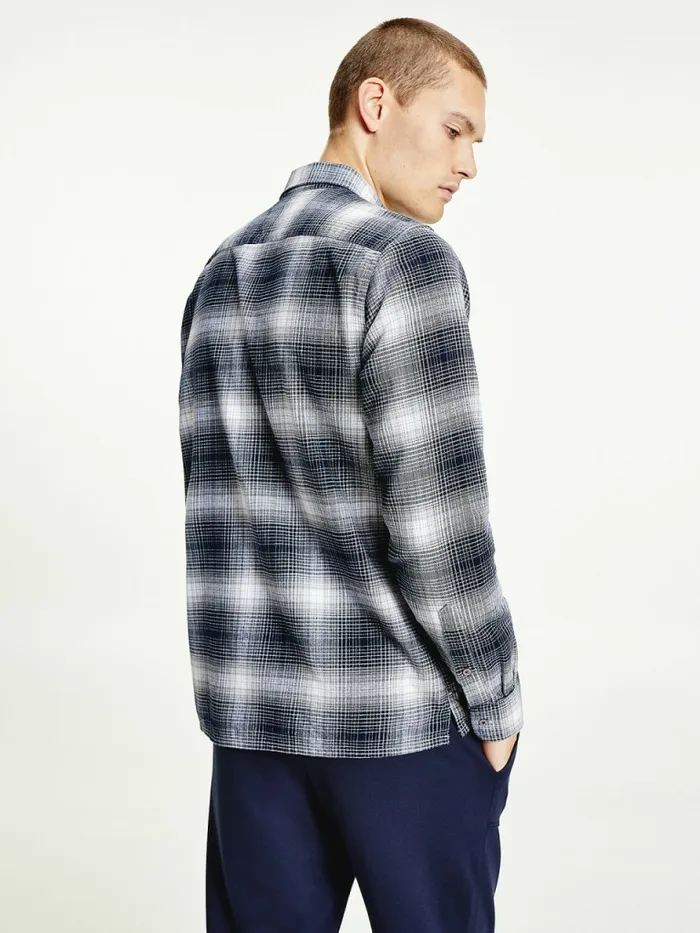 Tommy Hilfiger Slub Shadow Check Regular Fit Shirt BlackMulti Mens Shirts Gift for Friend