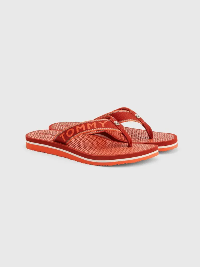Tommy Hilfiger Sparkle Webbing FlipFlops Cinnabar Red Womens Sandals Fashion