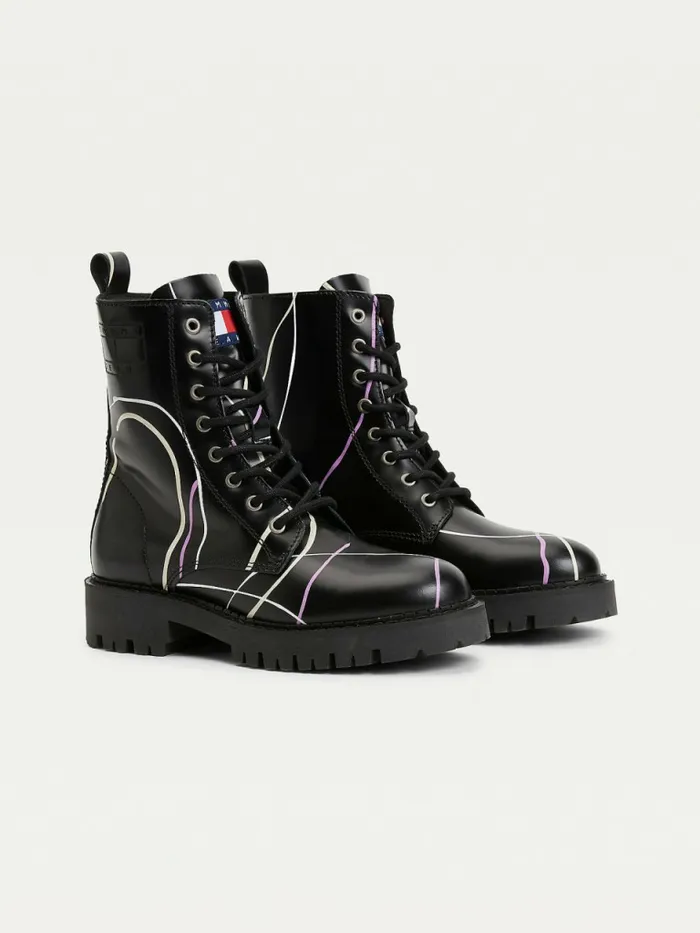 Tommy Hilfiger Splash Cleat Ankle Boots Black Womens Boots Near Me