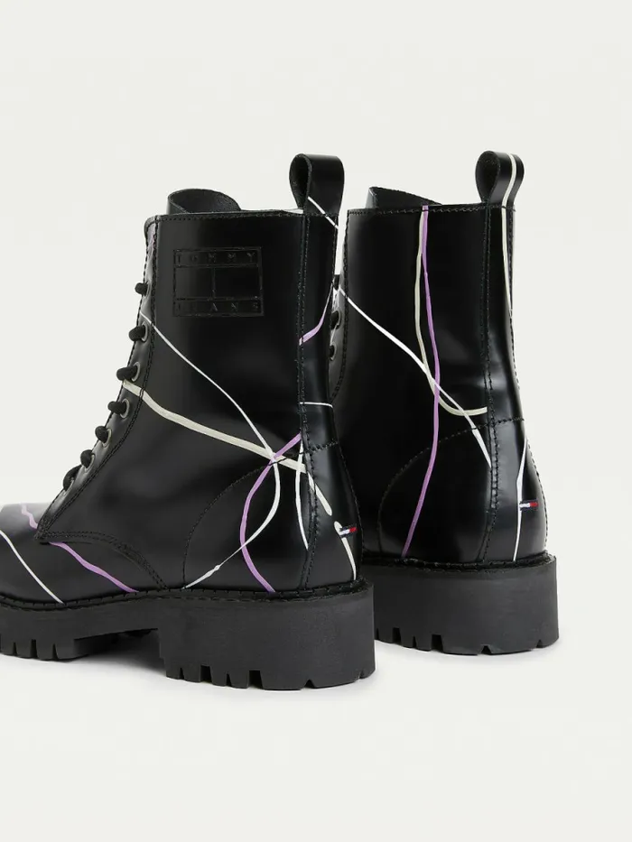 Tommy Hilfiger Splash Cleat Ankle Boots Black Womens Boots Near Me