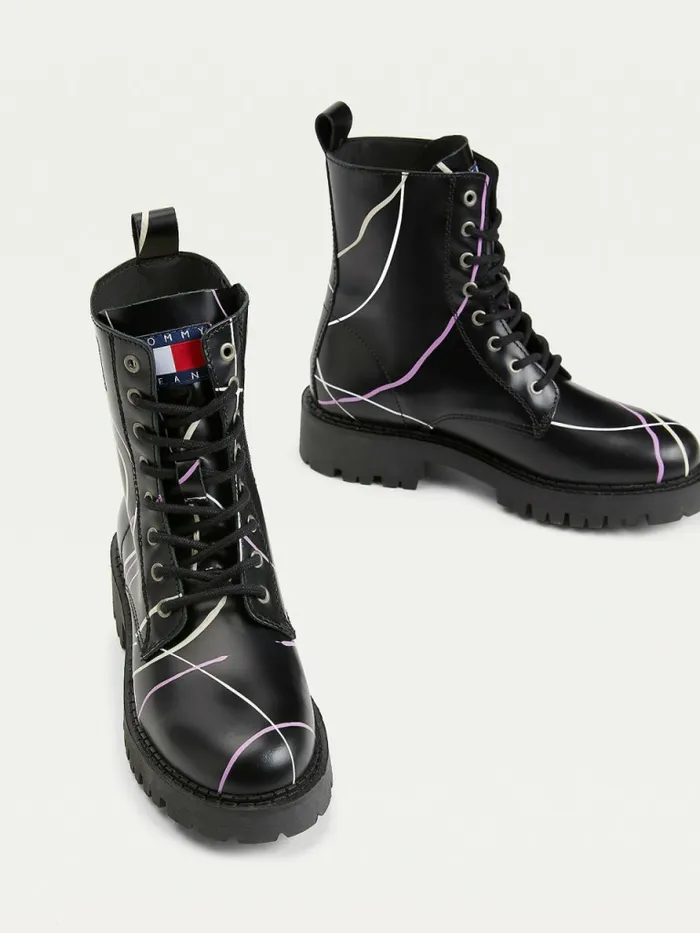 Tommy Hilfiger Splash Cleat Ankle Boots Black Womens Boots Near Me