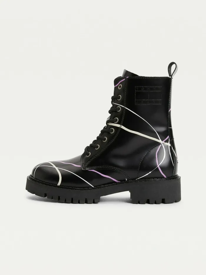 Tommy Hilfiger Splash Cleat Ankle Boots Black Womens Boots Near Me
