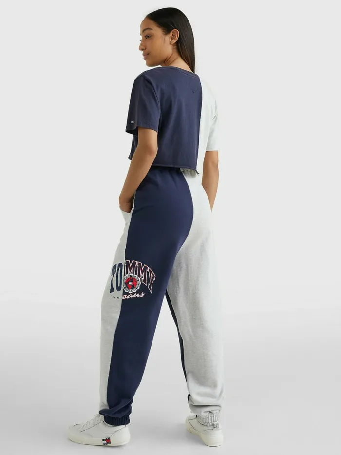 Tommy Hilfiger Spliced Logo Cropped TShirt Twilight NavyMulti Womens TShirts Near Me