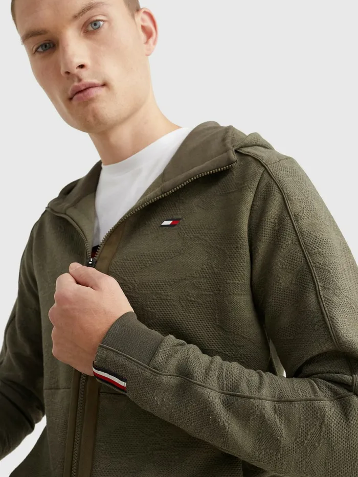 Tommy Hilfiger Sport Camo ZipThru Hoody Army Green Mens Sweatshirts and Hoodies Online