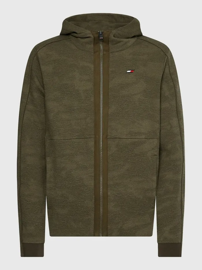 Tommy Hilfiger Sport Camo ZipThru Hoody Army Green Mens Sweatshirts and Hoodies Online