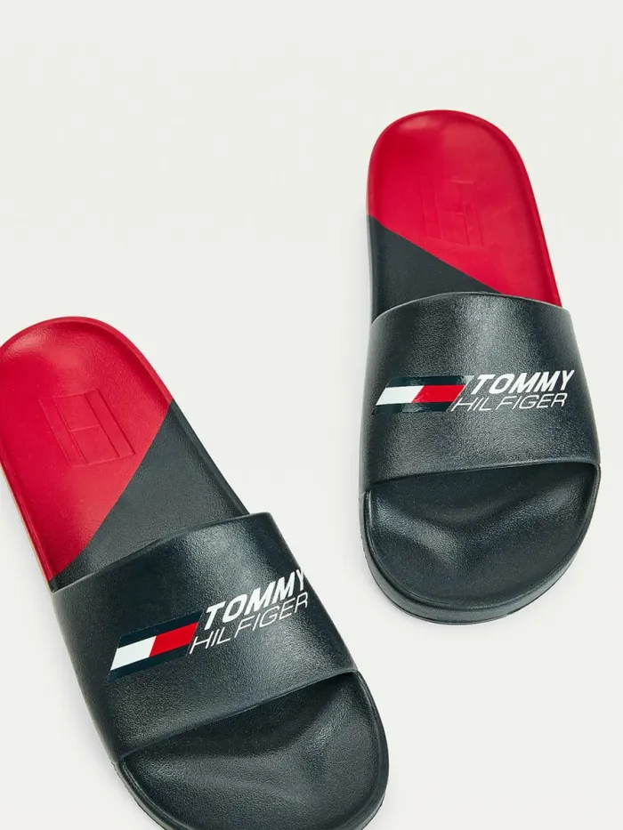 Tommy Hilfiger Sport ColourBlocked Pool Slides Desert Sky Mens Sandals Sliders and Flip Flops Gift Ideas