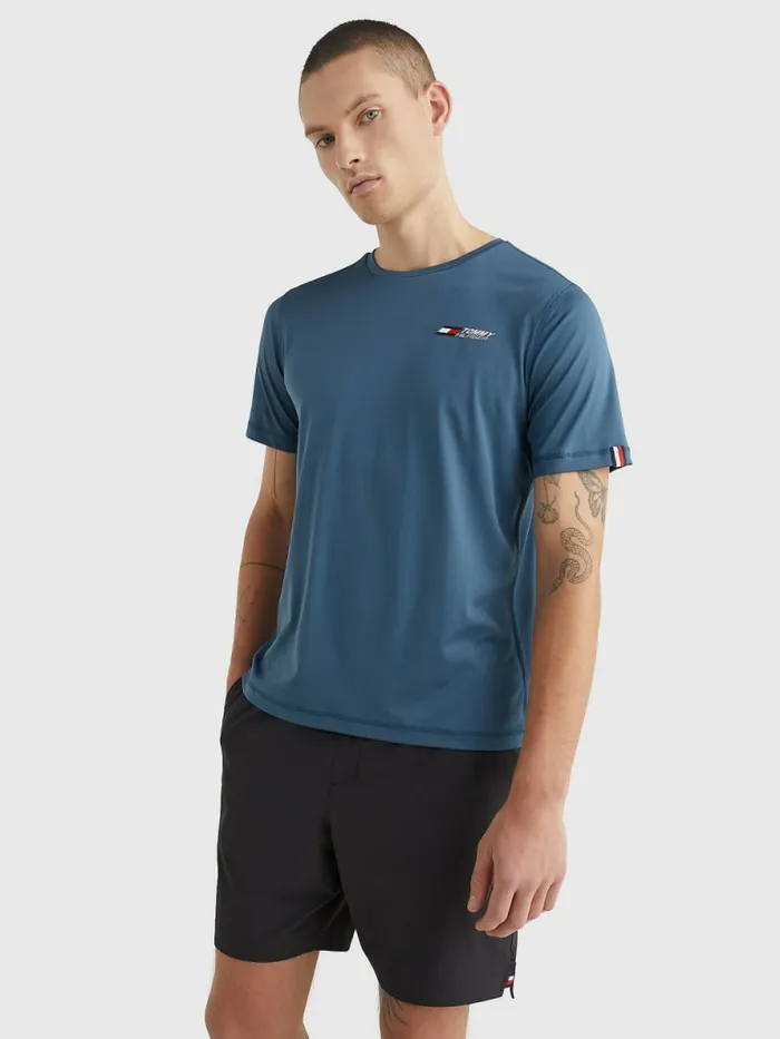 Tommy Hilfiger Sport Essential Logo Training TShirt Charcoal Blue Mens Tommy Hilfiger Sport Tommy Hilfiger Sport Essential Logo Training TShirt Charcoal Blue Mens Tommy Hilfiger Sport
