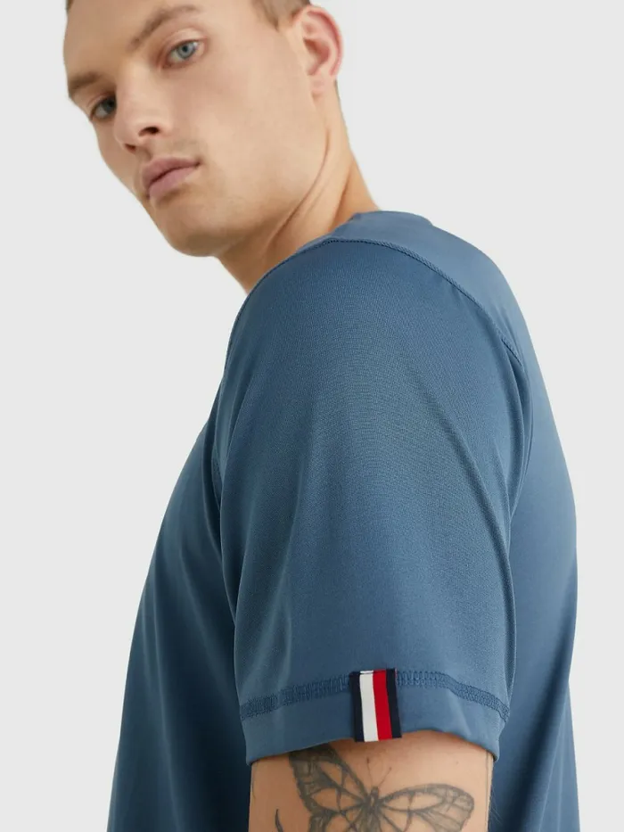 Tommy Hilfiger Sport Essential Logo Training TShirt Charcoal Blue Mens Tommy Hilfiger Sport
