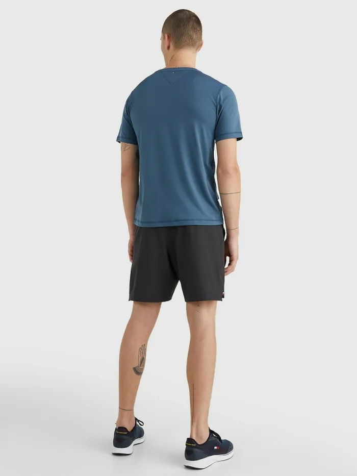 Tommy Hilfiger Sport Essential Logo Training TShirt Charcoal Blue Mens Tommy Hilfiger Sport