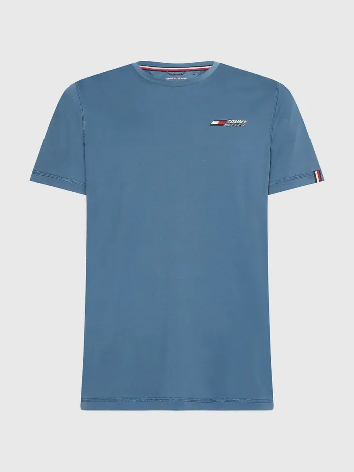 Tommy Hilfiger Sport Essential Logo Training TShirt Charcoal Blue Mens Tommy Hilfiger Sport