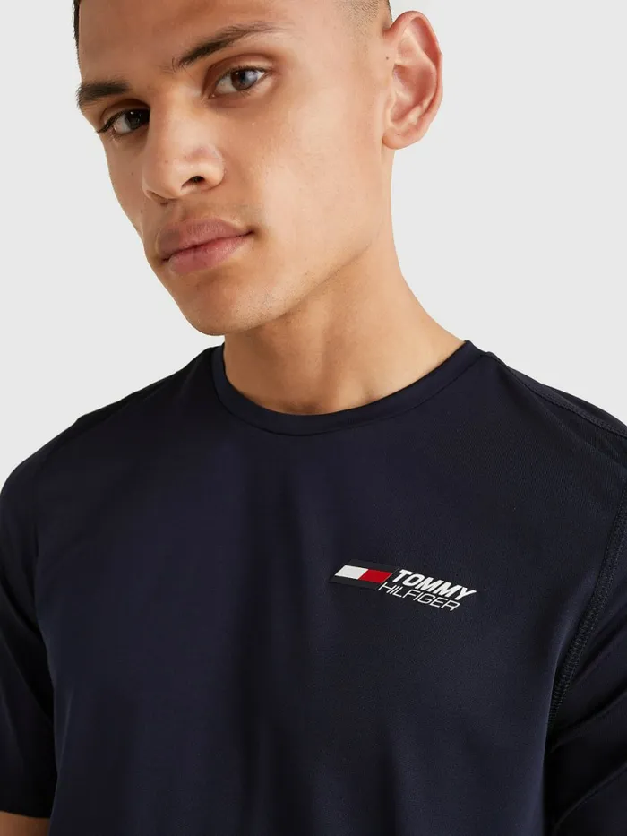 Tommy Hilfiger Sport Essential Logo Training TShirt Desert Sky Mens TShirts Popular