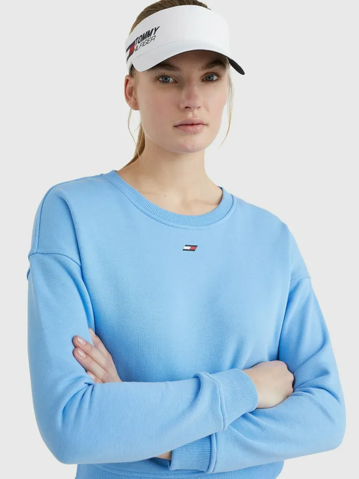 Tommy Hilfiger Sport Flag Relaxed Fit Sweatshirt Hydrangea Blue Womens Sweatshirts and Hoodies Sale