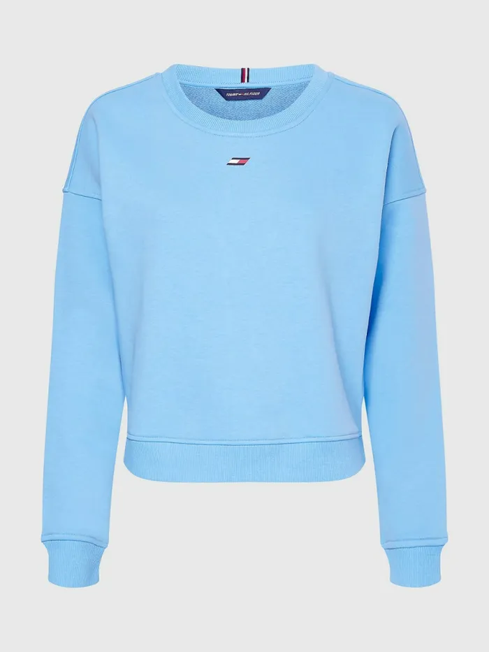 Tommy Hilfiger Sport Flag Relaxed Fit Sweatshirt Hydrangea Blue Womens Sweatshirts and Hoodies Sale
