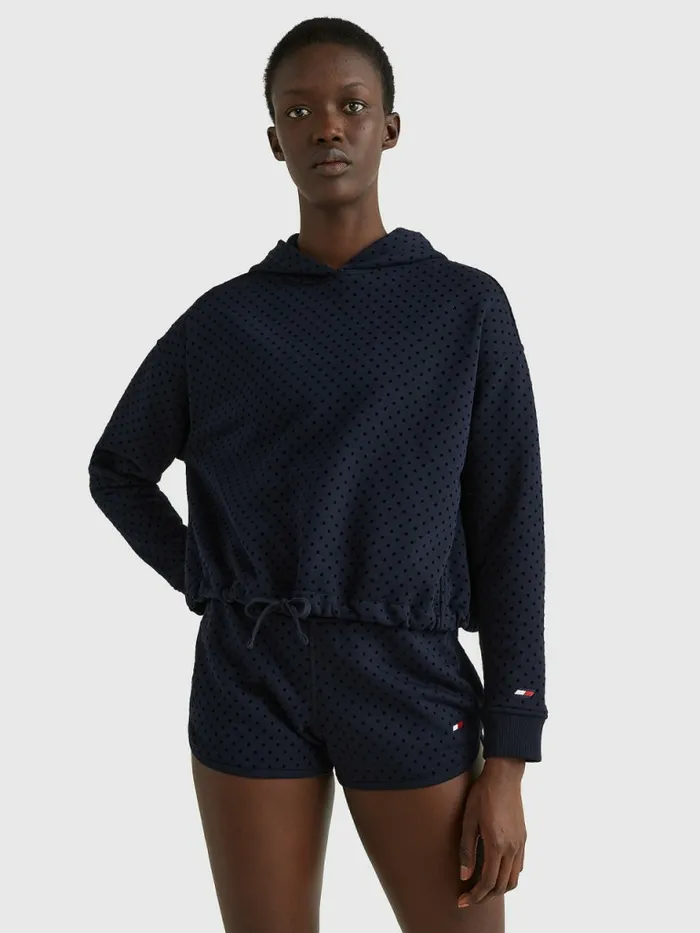Tommy Hilfiger Sport Flocked PolkaDot Relaxed Fit Hoody Desert Sky Polka Dots Womens Sweatshirts and Hoodies Near Me Tommy Hilfiger Sport Flocked PolkaDot Relaxed Fit Hoody Desert Sky Polka Dots Womens Sweatshirts and Hoodies Near Me