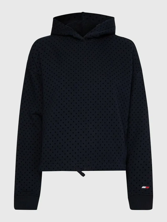 Tommy Hilfiger Sport Flocked PolkaDot Relaxed Fit Hoody Desert Sky Polka Dots Womens Sweatshirts and Hoodies Near Me