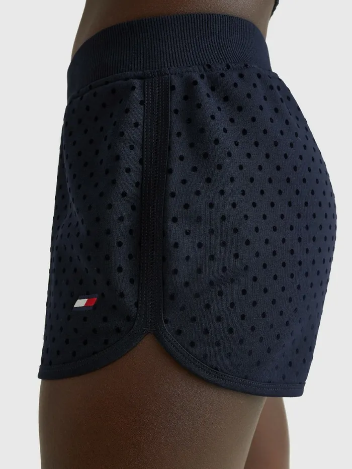 Tommy Hilfiger Sport Flocked PolkaDot Shorts Desert Sky Polka Dots Womens CoOrds Popular