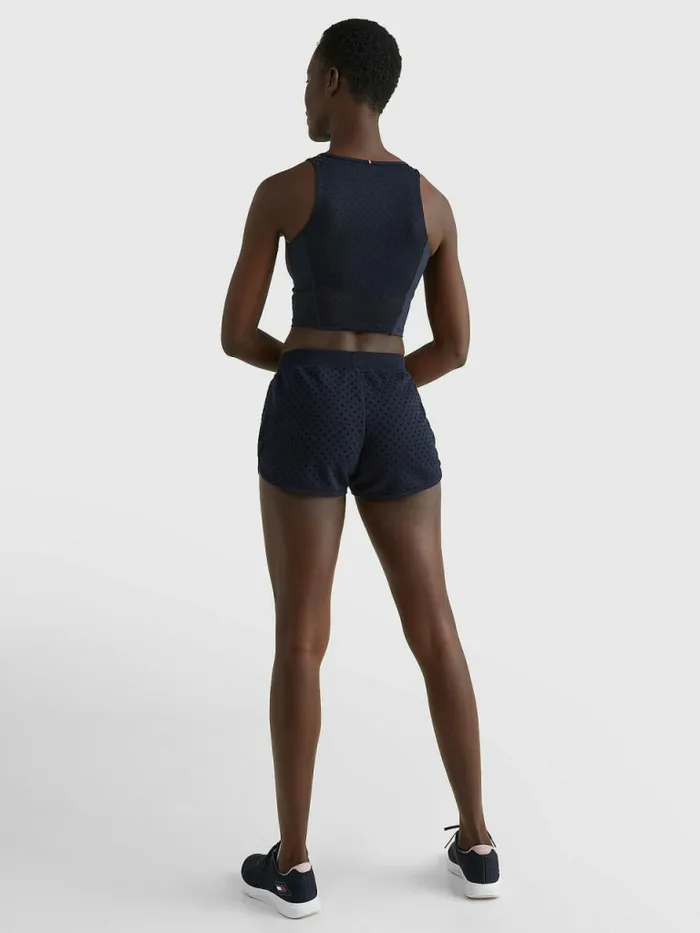 Tommy Hilfiger Sport Flocked PolkaDot Shorts Desert Sky Polka Dots Womens CoOrds Popular