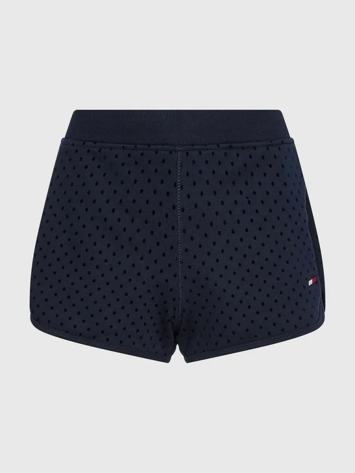 Tommy Hilfiger Sport Flocked PolkaDot Shorts Desert Sky Polka Dots Womens CoOrds Popular