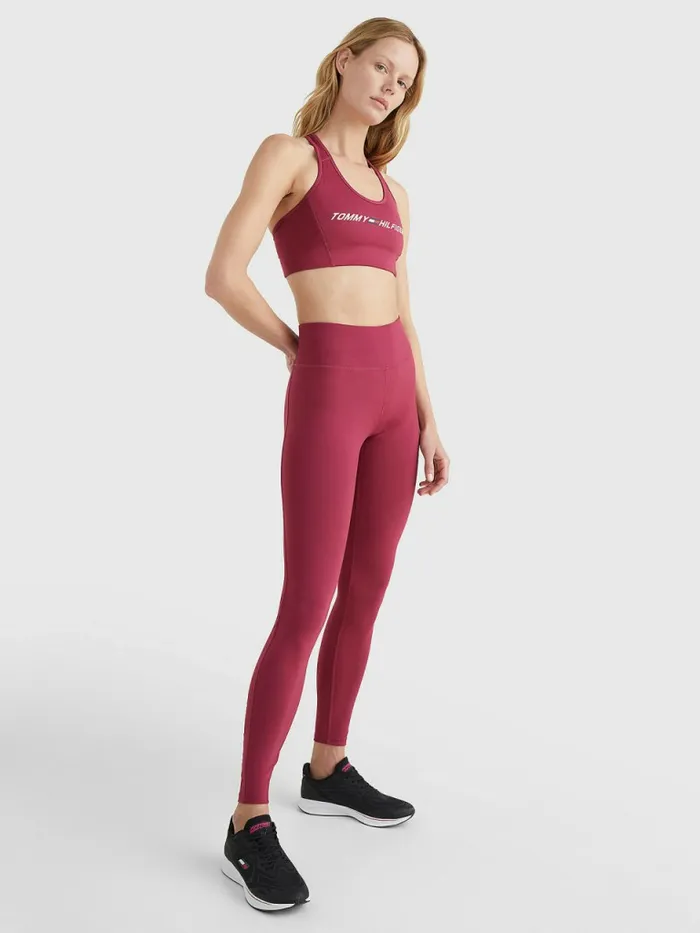 Tommy Hilfiger Sport Full Length Graphic Leggings Crimson Ruby Womens Trousers