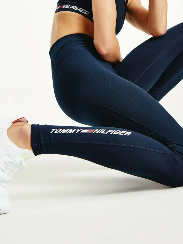 Tommy Hilfiger Sport Full Length Graphic Leggings Desert Sky Womens Trousers