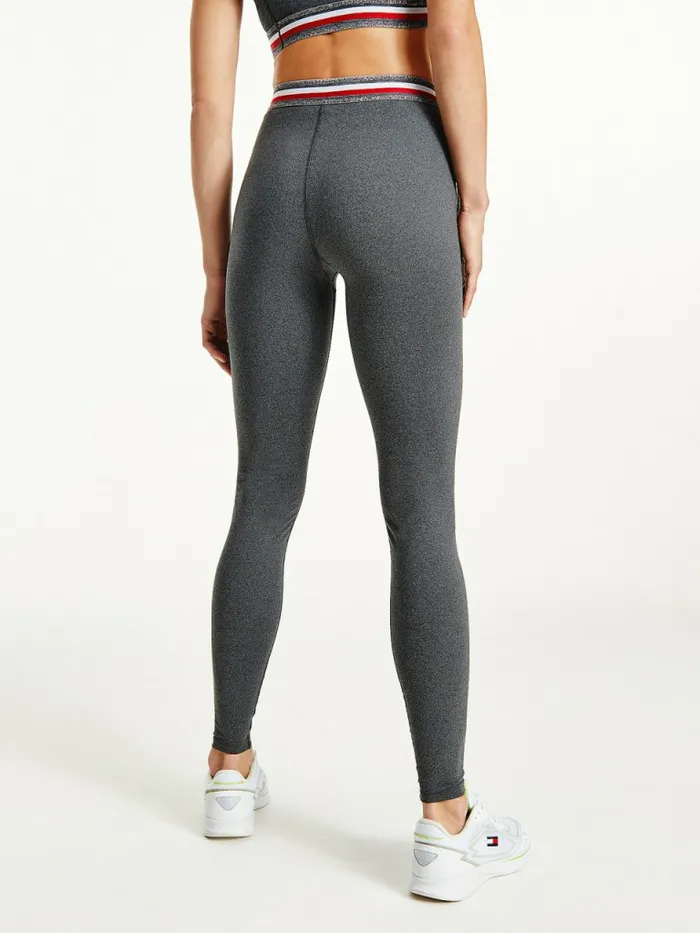 Tommy Hilfiger Sport Full Length Waistband Detail Leggings Dark Grey Heather Womens CoOrds