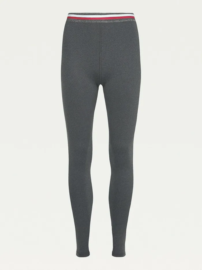 Tommy Hilfiger Sport Full Length Waistband Detail Leggings Dark Grey Heather Womens CoOrds