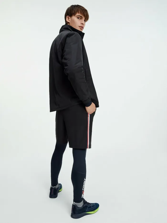 Tommy Hilfiger Sport Logo High Neck Coach Jacket Black Mens Coats and Jackets Gift for Friend