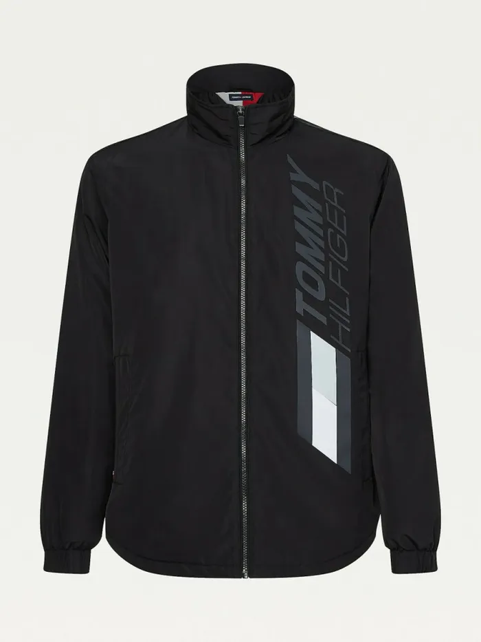 Tommy Hilfiger Sport Logo High Neck Coach Jacket Black Mens Coats and Jackets Gift for Friend