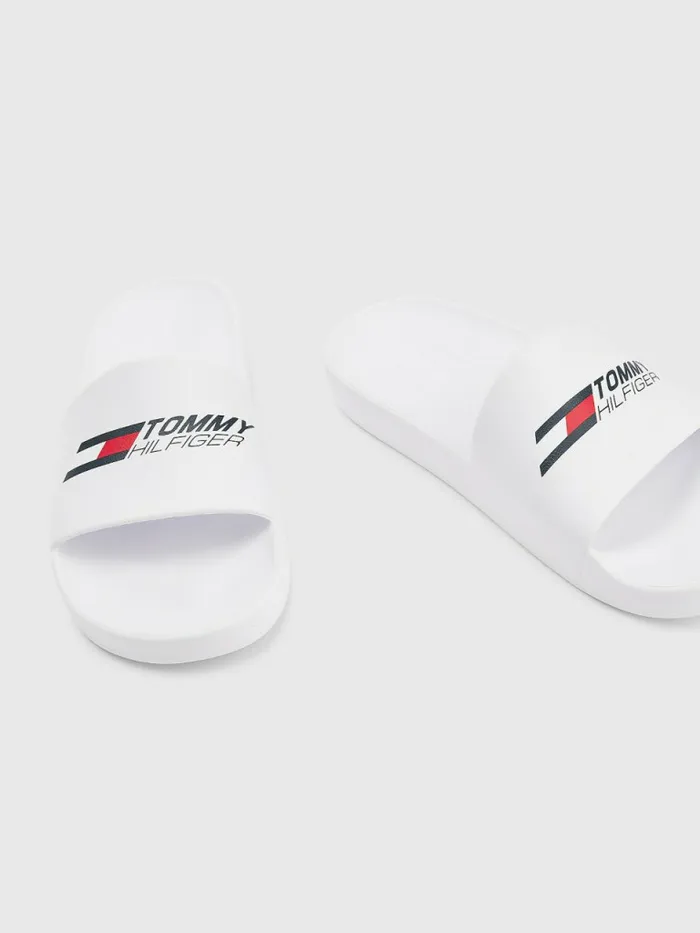 Tommy Hilfiger Sport Logo Slides White Mens Sandals Sliders and Flip Flops Sale