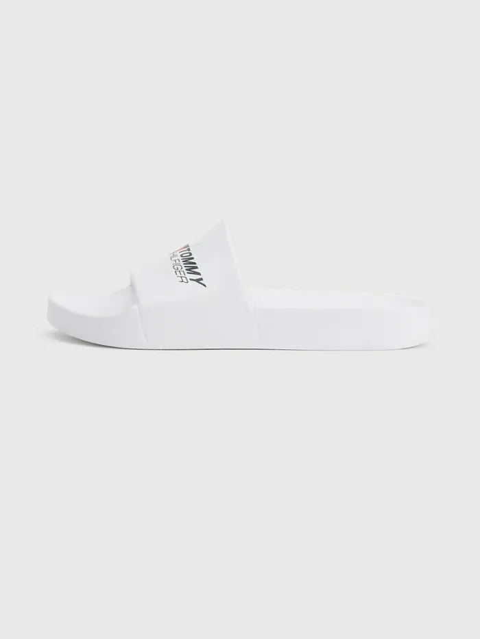 Tommy Hilfiger Sport Logo Slides White Mens Sandals Sliders and Flip Flops Sale