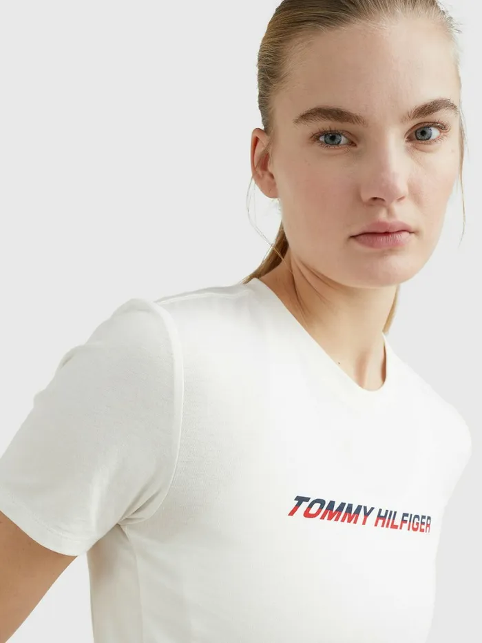 Tommy Hilfiger Sport Logo TShirt Ecru Womens Tommy Hilfiger Sport