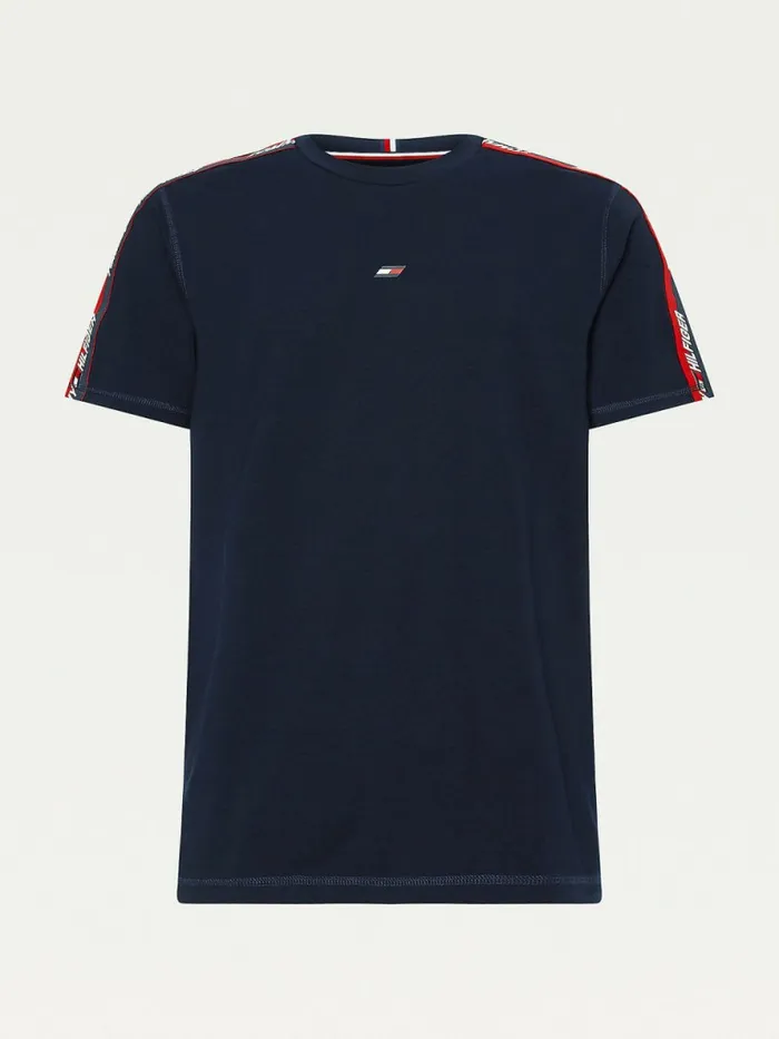 Tommy Hilfiger Sport Logo Tape TShirt Desert Sky Mens TShirts Casaul