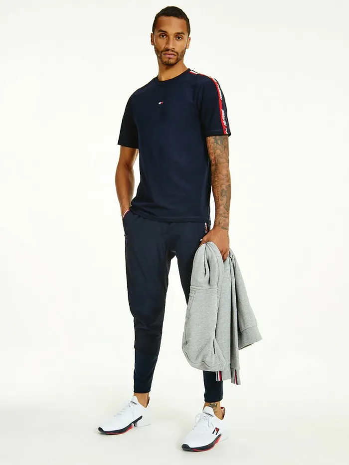 Tommy Hilfiger Sport Logo Tape TShirt Desert Sky Mens Tommy Hilfiger Sport