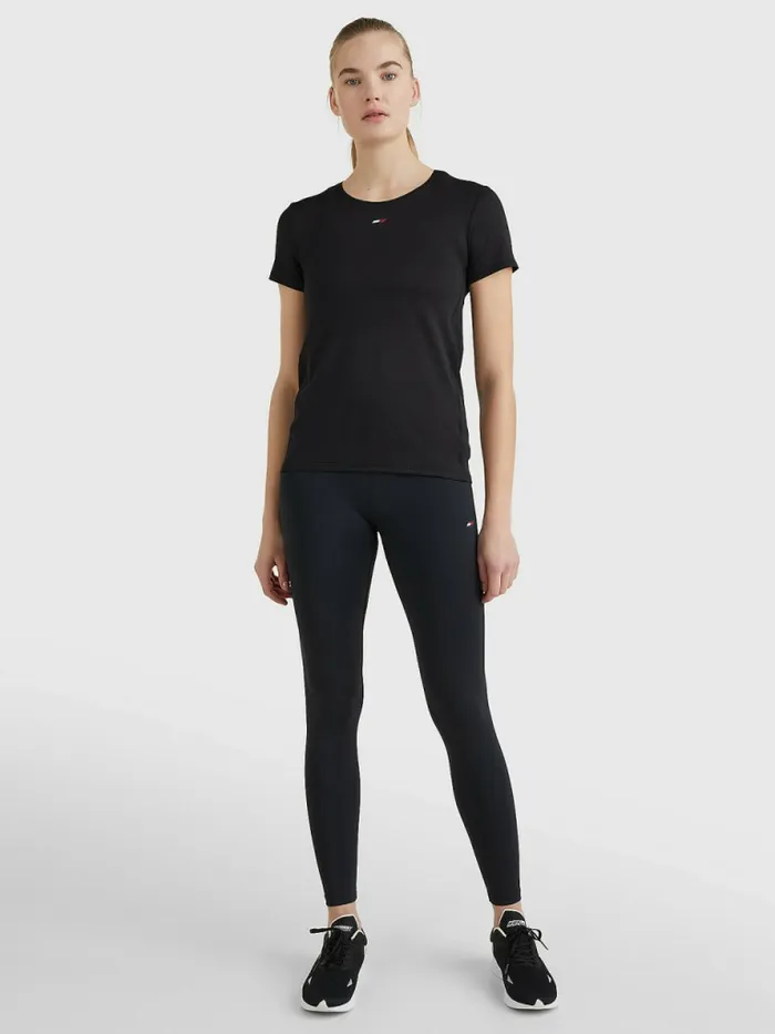 Tommy Hilfiger Sport Mesh Flag TShirt Black Womens Tommy Hilfiger Sport