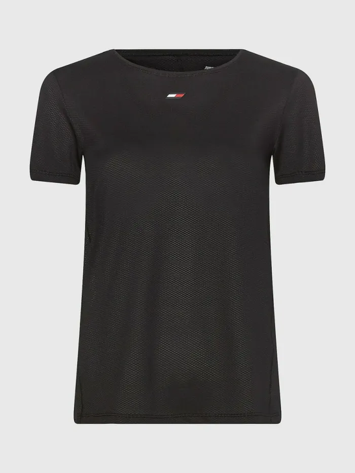 Tommy Hilfiger Sport Mesh Flag TShirt Black Womens Tommy Hilfiger Sport