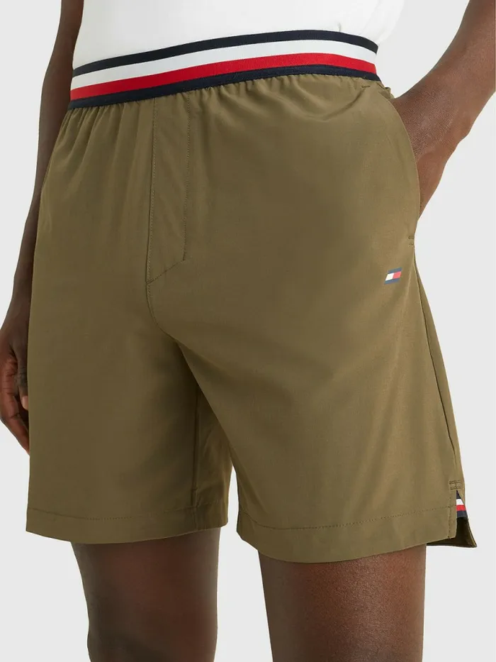 Tommy Hilfiger Sport Moisture Wicking Shorts Army Green Mens Shorts Popular