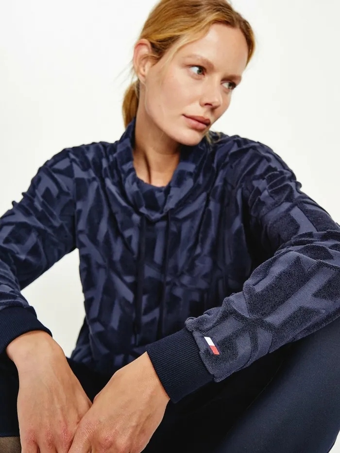 Tommy Hilfiger Sport Monogram High Neck Sweatshirt Desert Sky Womens Sweatshirts and Hoodies Near Me