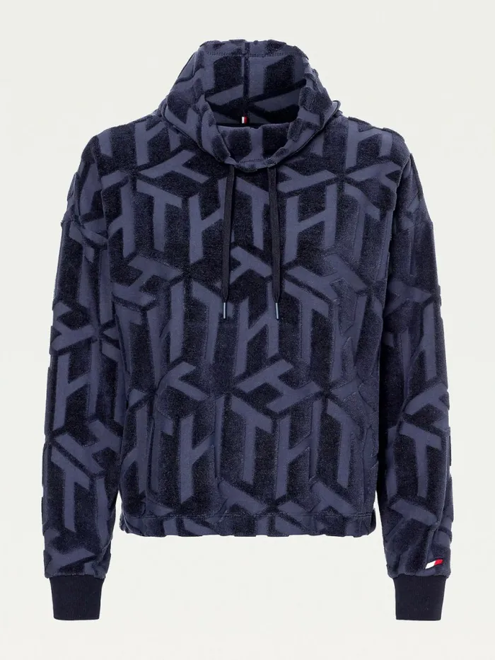 Tommy Hilfiger Sport Monogram High Neck Sweatshirt Desert Sky Womens Sweatshirts and Hoodies Near Me