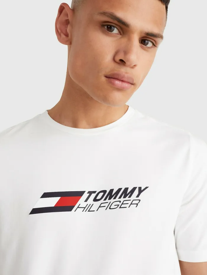 Tommy Hilfiger Sport Organic Cotton Logo TShirt White Mens TShirts Gift 4 You