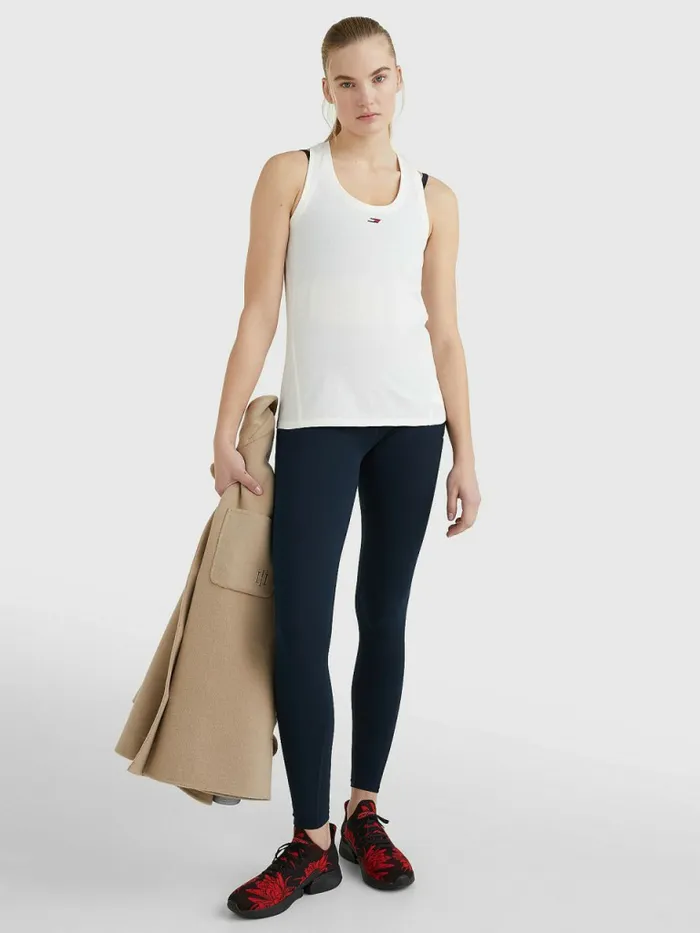 Tommy Hilfiger Sport Organic Cotton Tank Top Ecru Womens TShirts On Sale