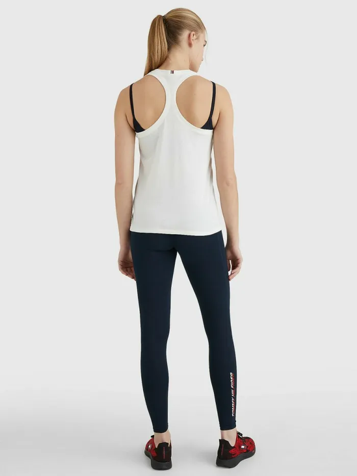 Tommy Hilfiger Sport Organic Cotton Tank Top Ecru Womens TShirts On Sale