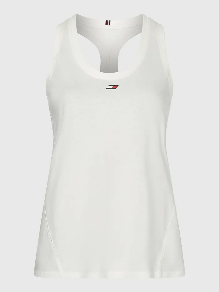 Tommy Hilfiger Sport Organic Cotton Tank Top Ecru Womens TShirts On Sale