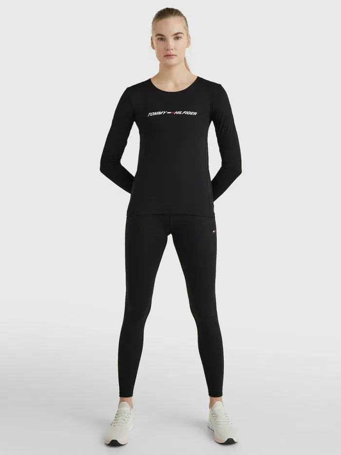 Tommy Hilfiger Sport Performance Graphic Long Sleeve TShirt Black Womens TShirts Casaul