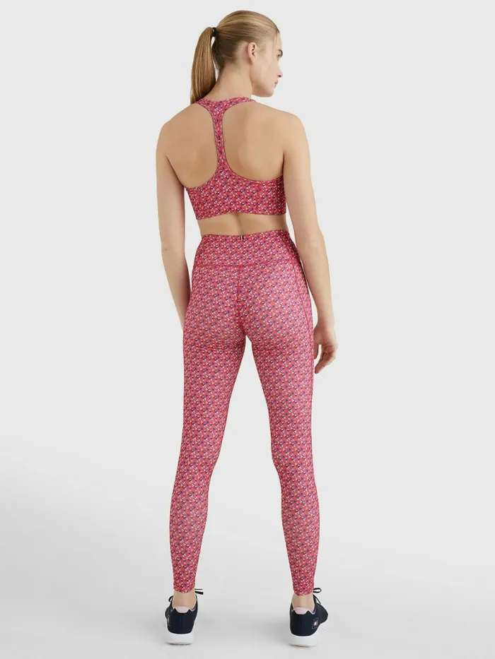 Tommy Hilfiger Sport Print Full Length Leggings Small Island Geo Pink Womens Trousers