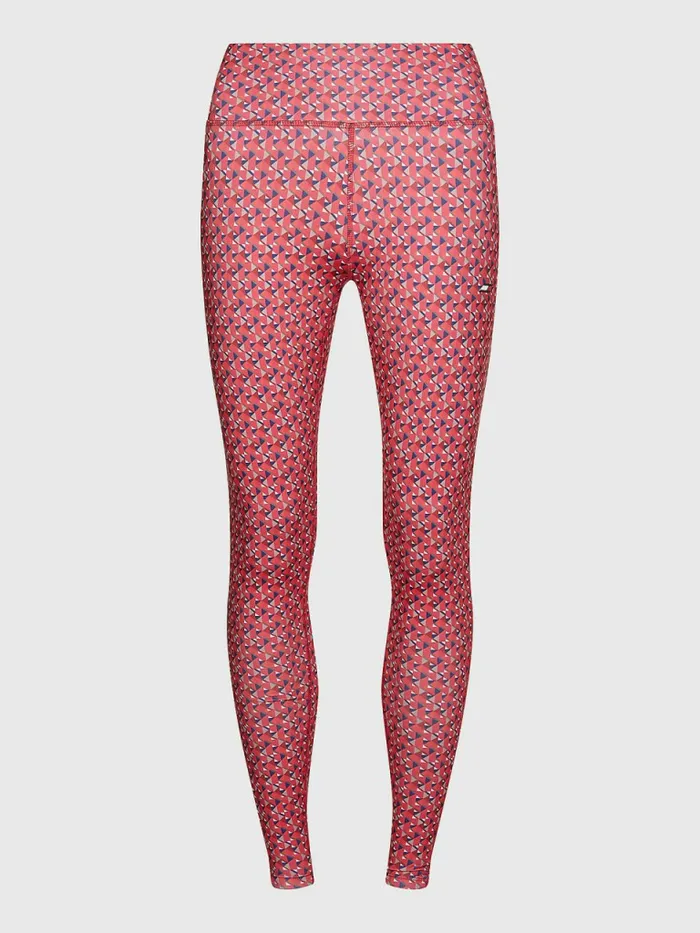 Tommy Hilfiger Sport Print Full Length Leggings Small Island Geo Pink Womens Trousers